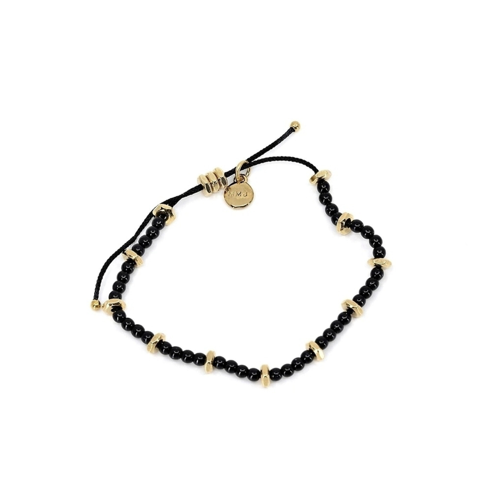 NWT Marc By Marc Jacobs Black and Gold Beaded Adjustable String Bracelet